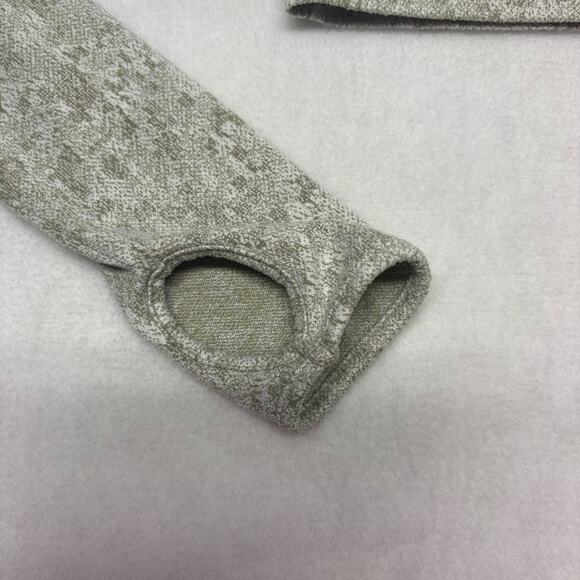 Gymshark Fleur Texture Long Sleeve Crop Keyhole Top XS Khaki Marl Thumbholes - Picture 6 of 9